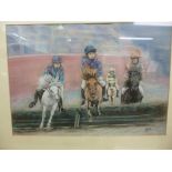 Jackie Peebles - a steelplechase pastel bears a signature & dated '93 14'' x 19.