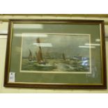 P Smee - a maritime scene with tugs escorting a large vessel and smaller sailing boats in the