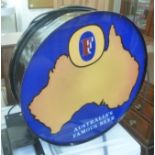 A Fosters 'Australia's Famous Beers' base drum design, promotional lamp 24.