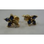 A pair of 14ct gold sapphire and diamond set earrings 11