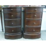 A pair of modern mahogany finished bow front bedside chests,