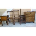 Five pieces of small 20thC furniture: to include a Edwardian style string inlaid mahogany five