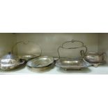 Silver plated tableware: to include a cake basket with a fixed handle;