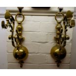 A pair of, possibly 18th/19thC brass, two part lantern brackets,