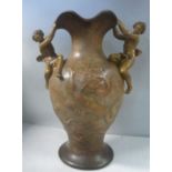 A Goldsheider Art Nouveau terracotta vase of ovoid form,