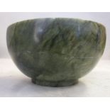 A Chinese mottled green turned jadeite bowl 4''dia