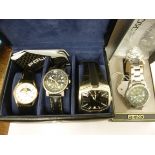 Four wristwatches: to include a Seiko stainless steel cased Chronograph bracelet watch boxed