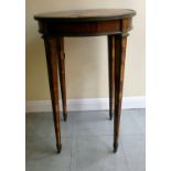 An early 20thC French mahogany and kingwood veneered occasional table with decoratively cast gilt