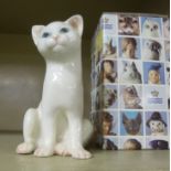 A Royal Copenhagen porcelain seated model 'White Cat Kitten' No.