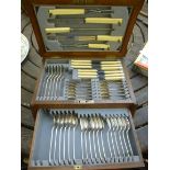 A 1920s canteen of silver plated Old English pattern cutlery and flatware,