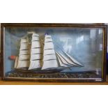 A late 19thC diorama, featuring 'The Brechin Castle' under full sail,