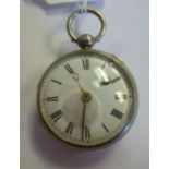 An early 19thC French, fob shaped, white metal cased pocket watch,