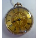 A late 19thC/early 20thC lady's gold coloured metal cased fob watch,