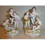 A pair of early 20thC Naples porcelain groups, cherubs playing musical instruments 5.