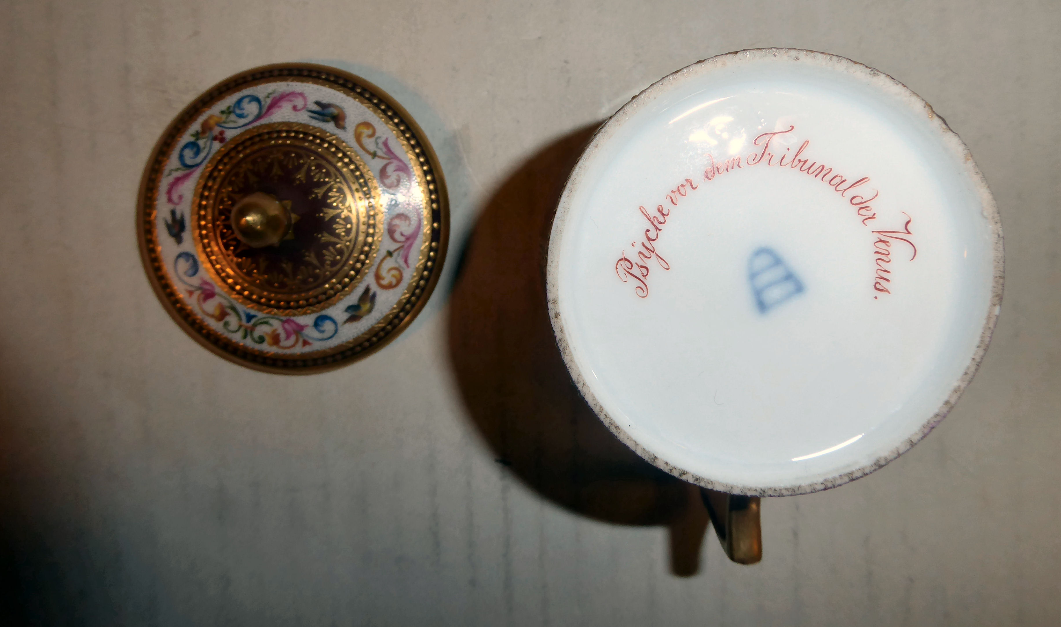 An early 20thC Austrian porcelain cylindrical cup and cover, - Image 8 of 8