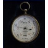 A Maw of London silver coloured metal cased pocket barometer,