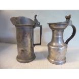 A late 18th/early 19thC pewter cylindrical flagon demi-litre measure,