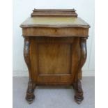 A late Victorian satin walnut, serpentine front Davenport,