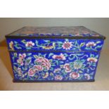 A late 19thC Continental enamelled brass rectangular box and cover,