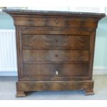 A late 19thC French walnut veneered commode,