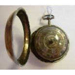 A late 18thC silver pair cased pocket watch, the fusee movement inscribed J Johnson, London,