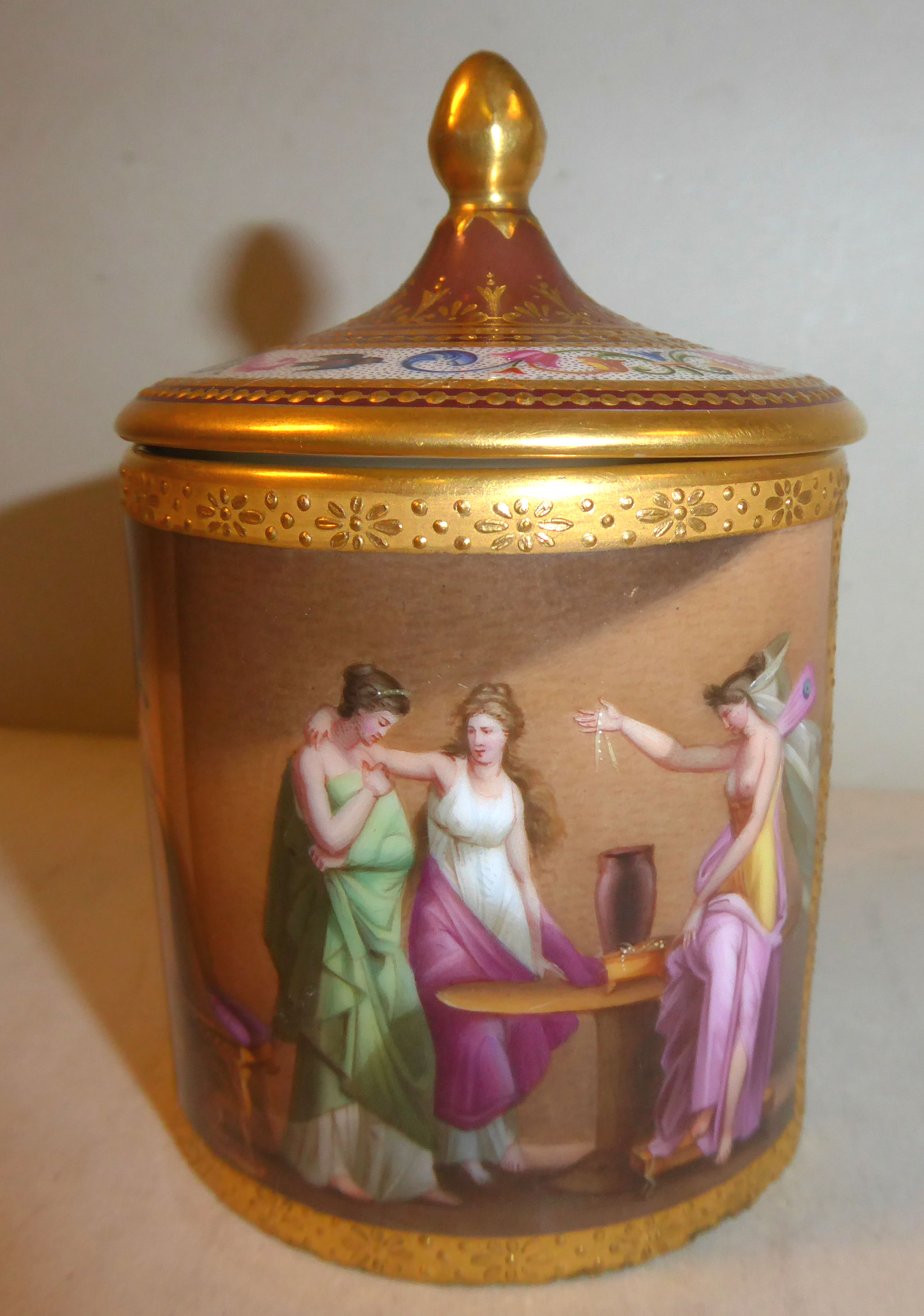 An early 20thC Austrian porcelain cylindrical cup and cover, - Image 2 of 8