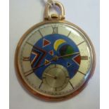 A mid 20thC Movado 9ct gold slim cased pocket watch,