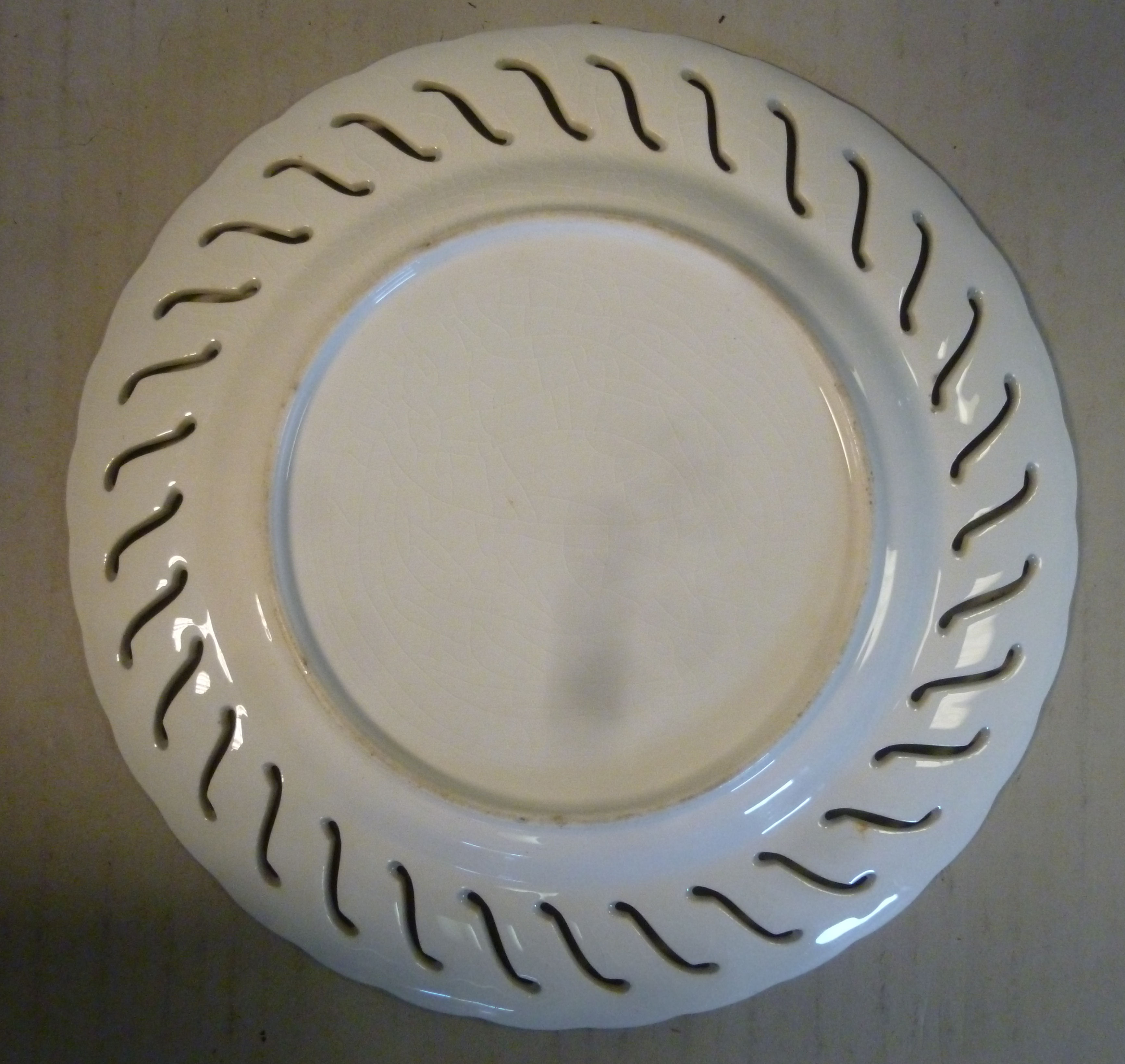 A set of six late 19thC china dessert plates and a matching comport with uniformly pierced and - Image 10 of 12