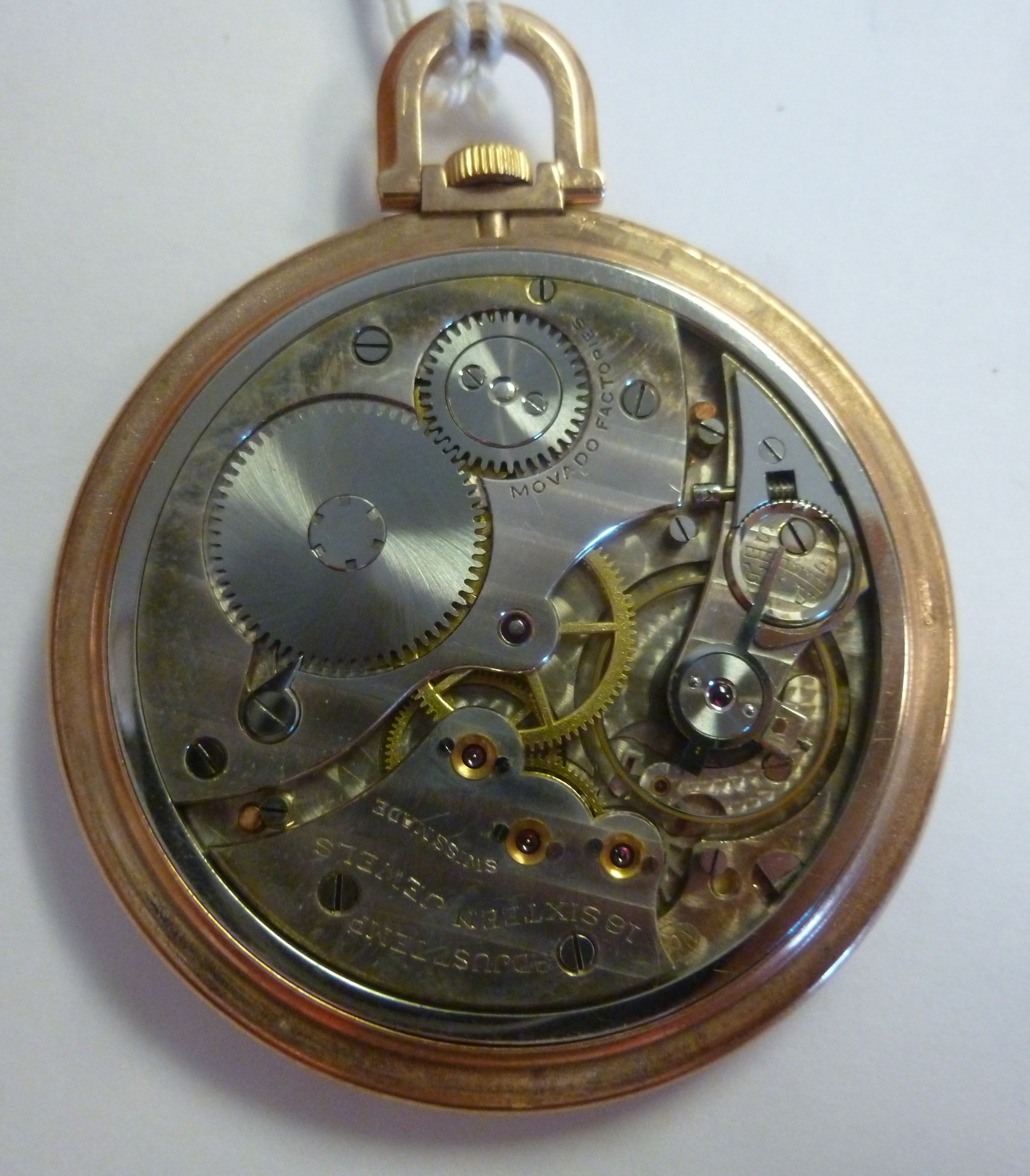 A mid 20thC Movado 9ct gold slim cased pocket watch, - Image 2 of 3