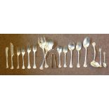 An almost complete service of Mexican Sterling silver flatware with decoratively cast stems and