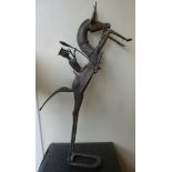 A Benin inspired bronze model, a mounted,