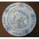 A late 18thC Dutch Delft broad rimmed charger,