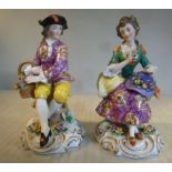 A pair of late 19thC Continental porcelain figures,