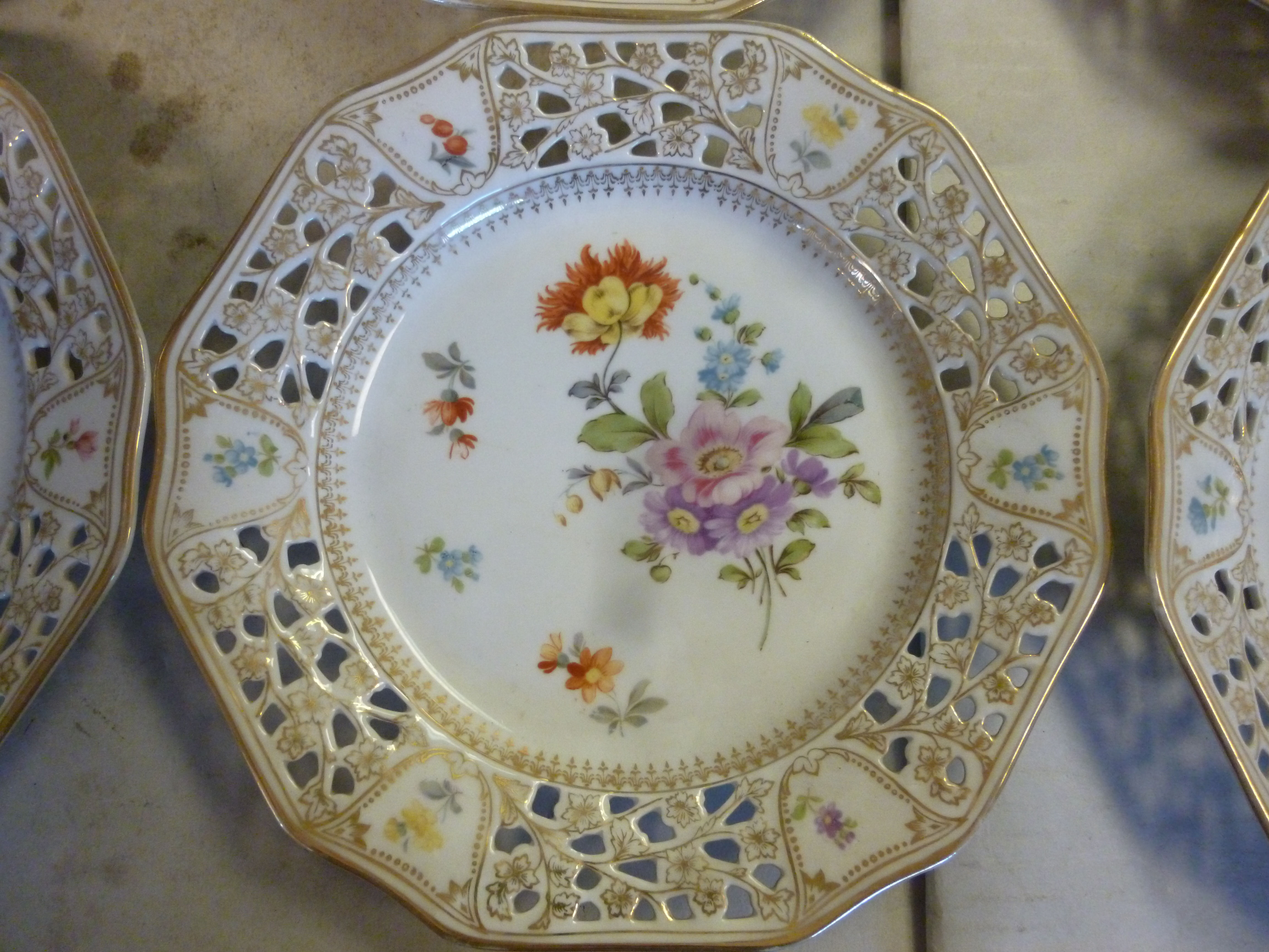 A set of six early 20thC Continental porcelain hexagonal plates, - Image 2 of 4