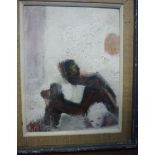 20thC British School - a figure study oil on board 22'' x 16.