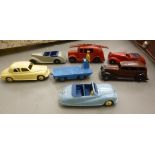 Seven Dinky diecast model commercial and domestic vehicles: to include a 'Rover 75' OS1