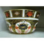 A Royal Crown Derby bone china sugar basin, decorated in a version of the Imari palette 4.