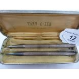 A Yard-O-Led engine turned silver cased propelling pencil and matching ballpoint pen Birmingham