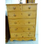A modern waxed pine, six drawer dressing chest,