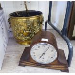 A mixed lot: to include a mid 20thC brass coal bucket with two lion mask ring handles 18''h