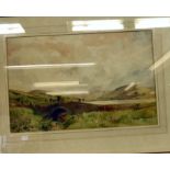 R Phillips - a Highland Loch scene with a bridge in the foreground watercolour bears a signature