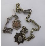 Two similar silver multi-link watch chains mixed Birmingham marks 11