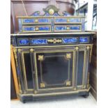 A late 19thC ebonised side cabinet, having ormolu mounts,