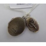 Two similar silver oval pendant lockets mixed marks 11