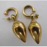 A pair of 9ct gold tear-drop design pendant earrings 11