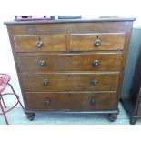 A mid 19thC mahogany dressing chest with two short/three long drawers,