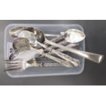 Silver and silver plated flatware: to include a late Victorian silver sifter spoon Birmingham 1898