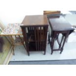 Small furniture: to include an early 20thC mahogany two tier bookcase with slatted sides,