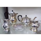 A Garrard silver plated four piece tea set;