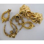 Three pairs of 9ct gold petal design pendant earrings 11